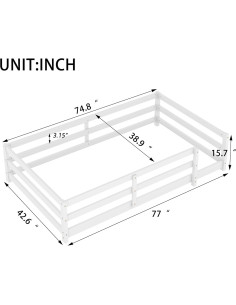 Cama de Piso Twin Bellemave con Barandillas de Seguridad Blanca 2