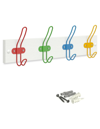 Perchero de Pared para Niños Tibres - 4 Ganchos Coloridos de Madera
