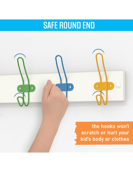 Perchero de Pared para Niños Tibres - 4 Ganchos Coloridos de Madera Perchero de Pared para Niños Tibres - 4 Ganchos Coloridos de Madera