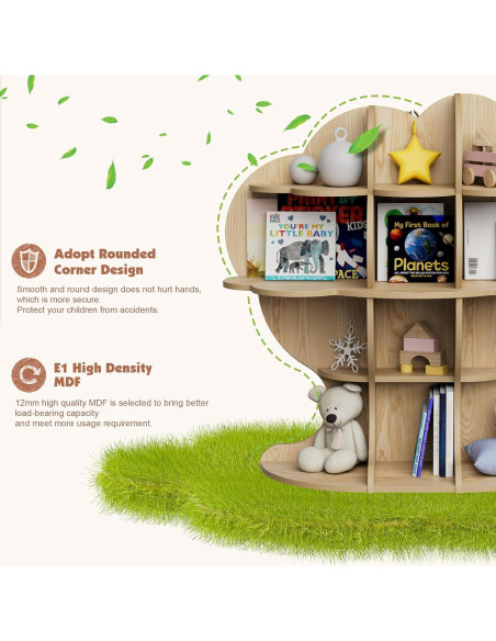 Estantería de Madera Natural HedoAjim para Niños 4 Niveles Estantería de Madera Natural HedoAjim para Niños 4 Niveles