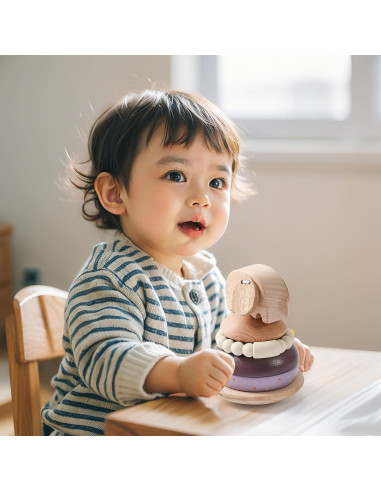 Juguete Apilable Elefante de Madera Macabaka para Bebés 12+ meses