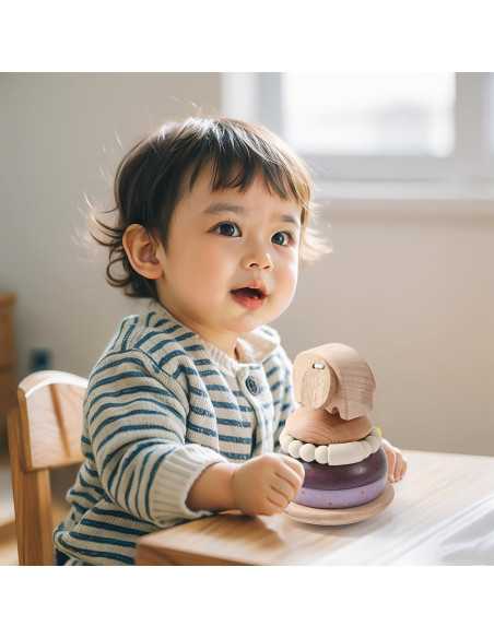 Juguete Apilable Elefante de Madera Macabaka para Bebés 12+ meses