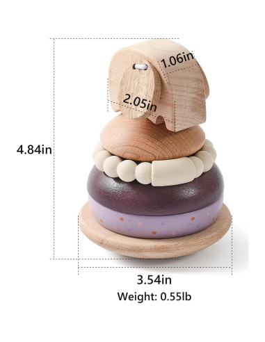 Juguete Apilable Elefante de Madera Macabaka para Bebés 12+ meses