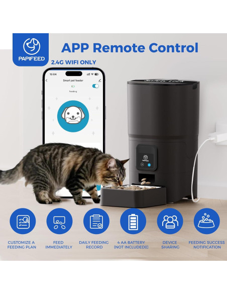 Comedero Automático para Gatos PAPIFEED WiFi 6L Control APP Comedero Automático para Gatos PAPIFEED WiFi 6L Control APP
