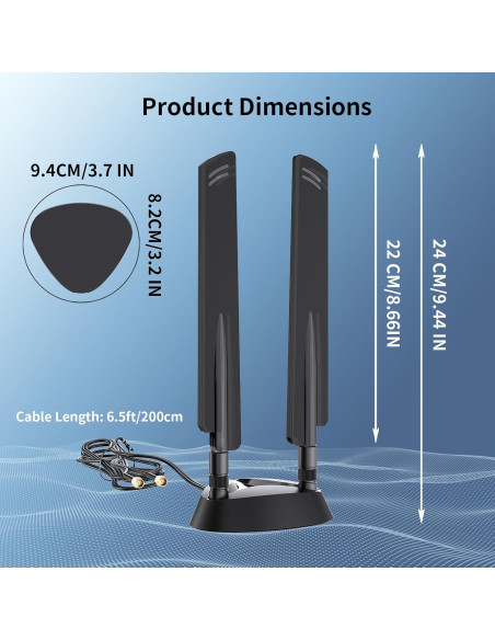 Antena Magnética WiFi 6E QFly RP-SMA 2.4GHz/5GHz/6GHz 5dBi Antena Magnética WiFi 6E QFly RP-SMA 2.4GHz/5GHz/6GHz 5dBi