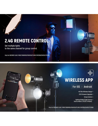 Luz de Video NEEWER MS60C RGBWW 65W Portátil con Control APP
