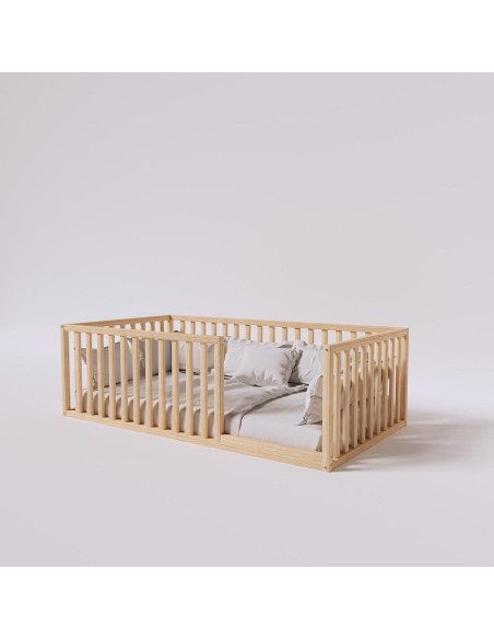Cama Montessori de Suelo Pequeña 132x70 cm Madera Pino Cama Montessori de Suelo Pequeña 132x70 cm Madera Pino