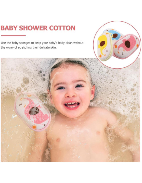 3 Esponjas de Baño para Bebés FOMIYES Algodón Patrón Elefante 3 Esponjas de Baño para Bebés FOMIYES Algodón Patrón Elefante