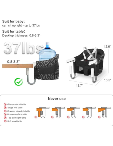 Silla Alta Portátil MTWML con Gancho y Bandeja para Bebés Silla Alta Portátil MTWML con Gancho y Bandeja para Bebés