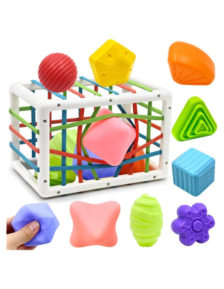 Cubo Clasificador de Formas Sensorial AiTuiTui con Bolas Suaves Cubo Clasificador de Formas Sensorial AiTuiTui con Bolas Suaves