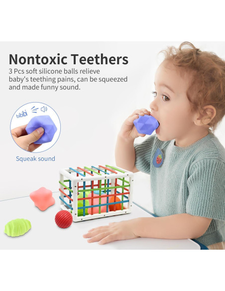 Cubo Clasificador de Formas Sensorial AiTuiTui con Bolas Suaves Cubo Clasificador de Formas Sensorial AiTuiTui con Bolas Suaves