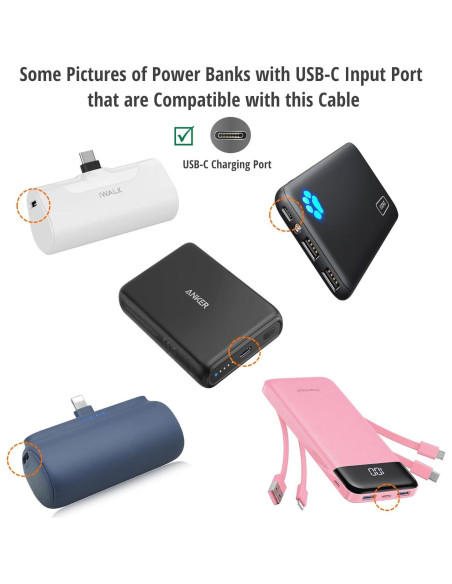 Cable de carga USB-C a USB-C 0.91m IENZA para powerbanks Cable de carga USB-C a USB-C 0.91m IENZA para powerbanks