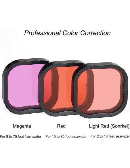 Filtro de Buceo SOONSUN 3-Pack para GoPro Hero 8-13 Black Filtro de Buceo SOONSUN 3-Pack para GoPro Hero 8-13 Black