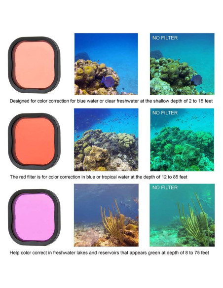 Filtro de Buceo SOONSUN 3-Pack para GoPro Hero 8-13 Black Filtro de Buceo SOONSUN 3-Pack para GoPro Hero 8-13 Black