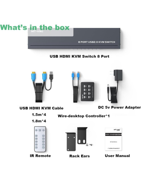 KVM Switch HDMI 8 Puertos MT-VIKI 4K 30Hz con Control Remoto KVM Switch HDMI 8 Puertos MT-VIKI 4K 30Hz con Control Remoto