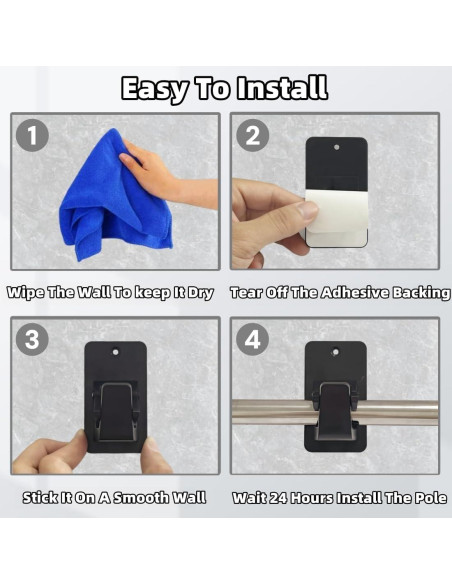 Paquete de 6 Soportes Universales para Varillas de Cortina - Daisyfang, Negro Paquete de 6 Soportes Universales para Varillas de Cortina - Daisyfang, Negro