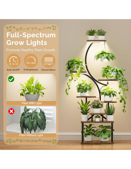 Soporte de Plantas Interior Bacekoll 157 cm con Luces de Crecimiento Soporte de Plantas Interior Bacekoll 157 cm con Luces de Crecimiento