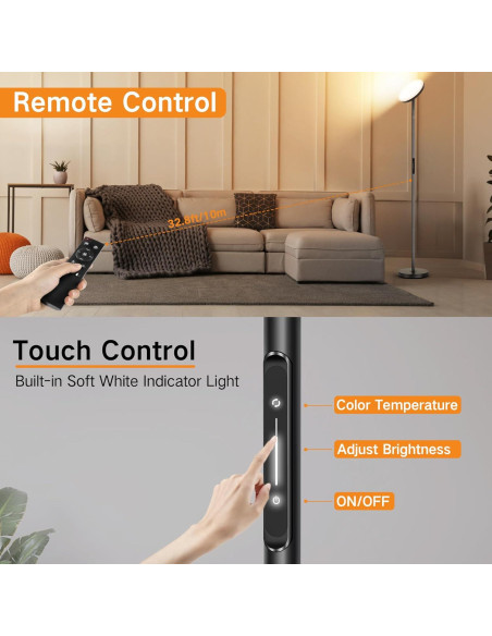 Lámpara de Pie LED OUTON 30W Regulable con Control Remoto Lámpara de Pie LED OUTON 30W Regulable con Control Remoto