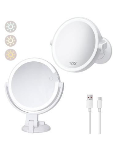 Espejo de Ducha Iluminado LUKYMIRO 1X 10X Recargable