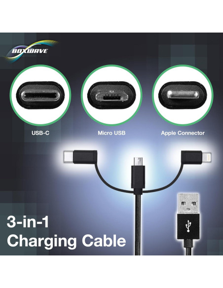 Cable BoxWave AllCharge 3-en-1 100 cm Compatible iFLYTEK AINOTE Air 2 Cable BoxWave AllCharge 3-en-1 100 cm Compatible iFLYTEK AINOTE Air 2