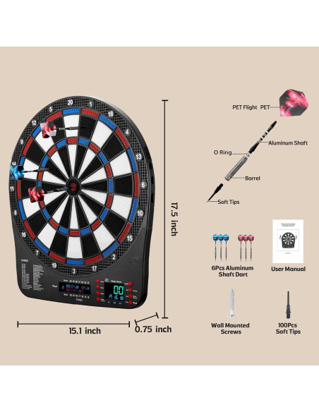 Tablero de Dardos Electrónico Haoteey 34.29 cm 32 Juegos Tablero de Dardos Electrónico Haoteey 34.29 cm 32 Juegos