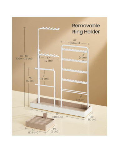 Soporte de Joyería SONGMICS Ajustable 30.9-47.5 cm Blanco