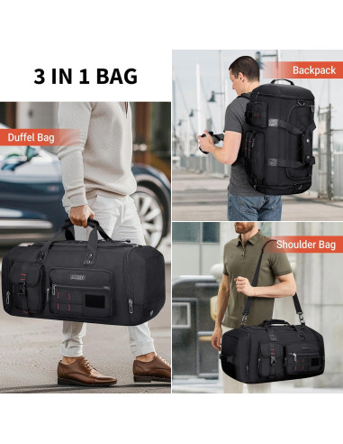 Bolsa de Viaje Duffel WITZMAN 3 en 1 para Hombres Negra