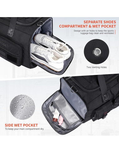 Bolsa de Viaje Duffel WITZMAN 3 en 1 para Hombres Negra