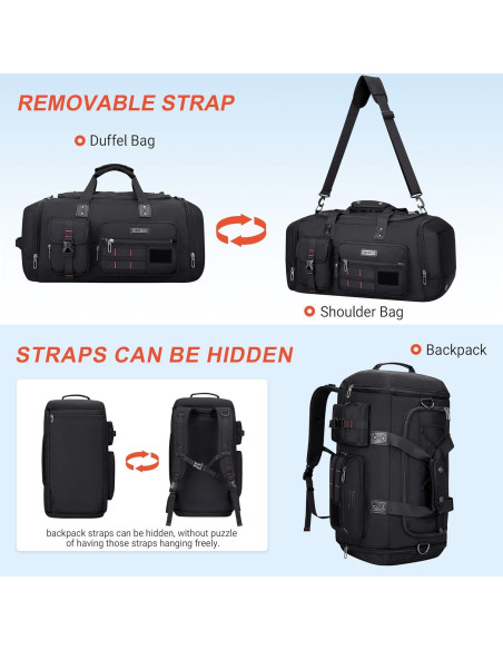 Bolsa de Viaje Duffel WITZMAN 3 en 1 para Hombres Negra Bolsa de Viaje Duffel WITZMAN 3 en 1 para Hombres Negra