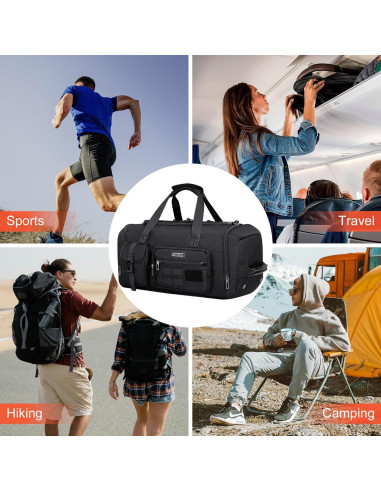 Bolsa de Viaje Duffel WITZMAN 3 en 1 para Hombres Negra