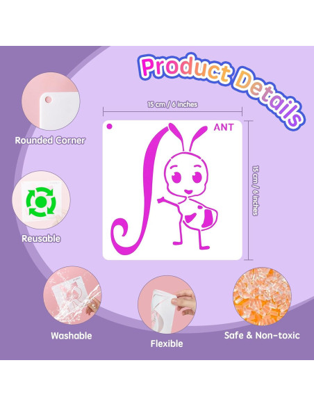 Plantillas de Letras de Animales Kaemi - 26 Pcs Reutilizables Plantillas de Letras de Animales Kaemi - 26 Pcs Reutilizables