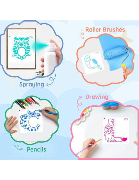 Plantillas de Letras de Animales Kaemi - 26 Pcs Reutilizables Plantillas de Letras de Animales Kaemi - 26 Pcs Reutilizables