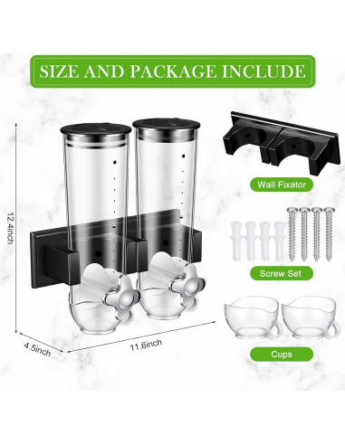Dispensador de Cereal Huwena 4 Juegos 12L Montado en Pared