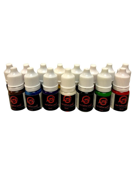 Juego de Tinta para Tatuajes One Tattoo World 15 Colores 5ml Juego de Tinta para Tatuajes One Tattoo World 15 Colores 5ml