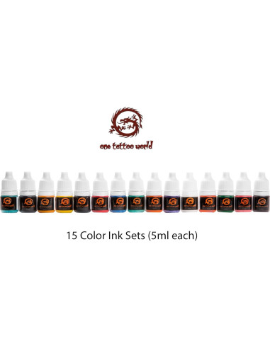 Juego de Tinta para Tatuajes One Tattoo World 15 Colores 5ml