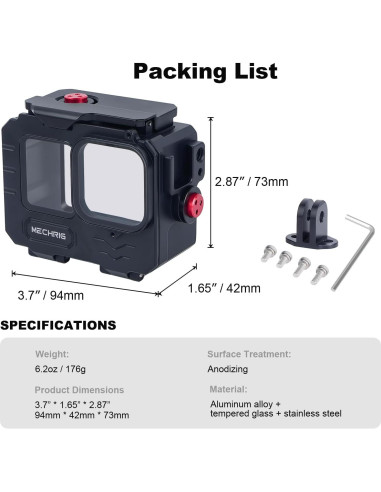 Funda Impermeable Aluminio Mechrig para GoPro HERO hasta 80M