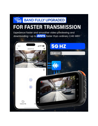 Cámara Dash IIWEY Q5 Doble 4K Delantera y Trasera, Wi-Fi 5G