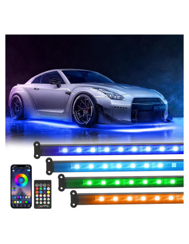 Luces de Subsuelo MICTUNING 12V Multicolor Impermeables con Control APP