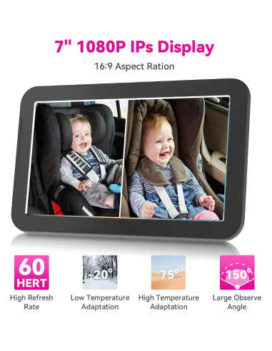 Cámara de Auto para Bebés MHCABSR Doble 7" 1080P con Visión Nocturna