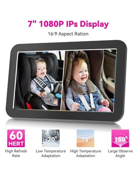 Cámara de Auto para Bebés MHCABSR Doble 7" 1080P con Visión Nocturna Cámara de Auto para Bebés MHCABSR Doble 7" 1080P con Visión Nocturna