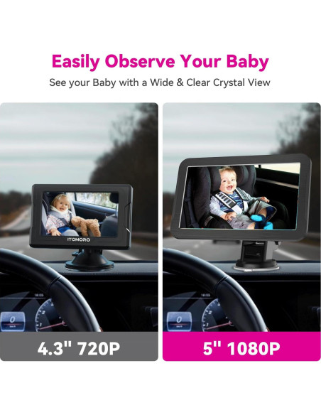 Cámara de Auto para Bebés MHCABSR Doble 7" 1080P con Visión Nocturna Cámara de Auto para Bebés MHCABSR Doble 7" 1080P con Visión Nocturna