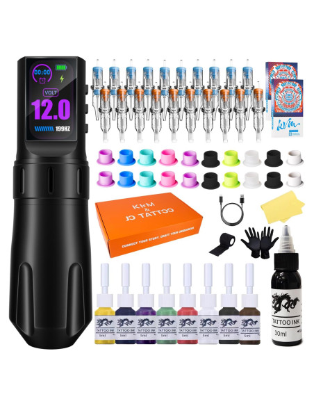 Kit de Tatuaje KVM Profesional con Pantalla IPS y 20 Cartuchos Kit de Tatuaje KVM Profesional con Pantalla IPS y 20 Cartuchos