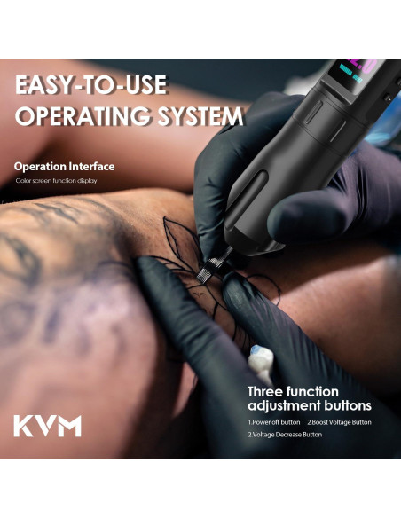 Kit de Tatuaje KVM Profesional con Pantalla IPS y 20 Cartuchos Kit de Tatuaje KVM Profesional con Pantalla IPS y 20 Cartuchos