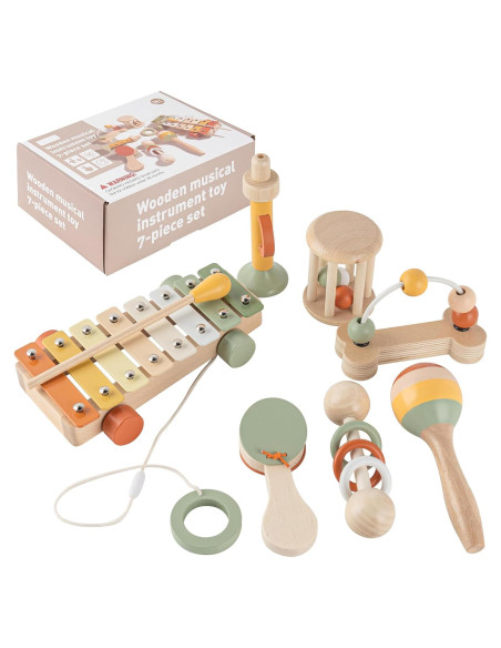 Set de Instrumentos Musicales de Madera Vinjoe - 7 Piezas para Bebés Set de Instrumentos Musicales de Madera Vinjoe - 7 Piezas para Bebés