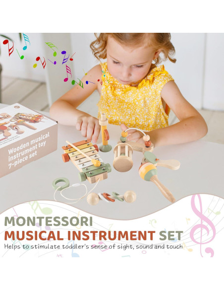 Set de Instrumentos Musicales de Madera Vinjoe - 7 Piezas para Bebés Set de Instrumentos Musicales de Madera Vinjoe - 7 Piezas para Bebés