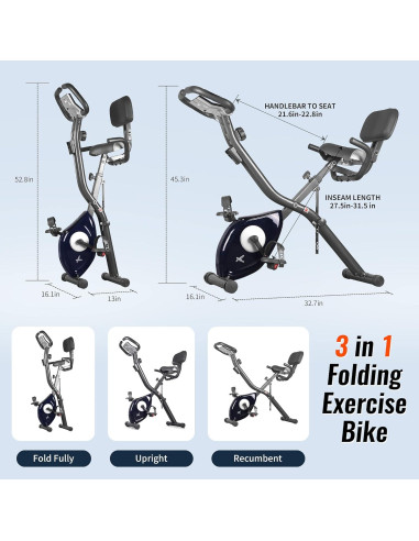Bicicleta de Ejercicio Plegable Leikefitness LEIKE X Magnética