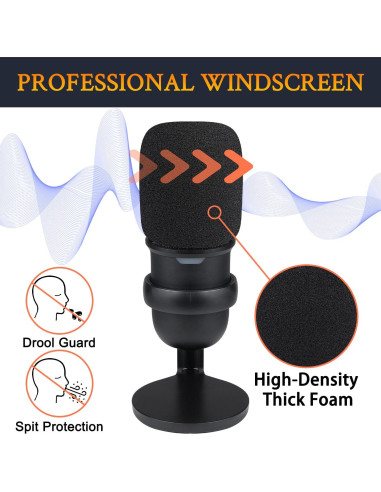 Filtros Pop para Micrófonos SOULWIT - 2 Pcs, Espuma Negra