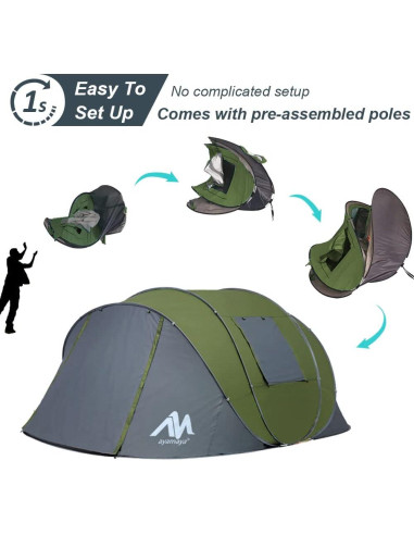 Carpa Pop Up AYAMAYA para 6 Personas Impermeable Doble Capa