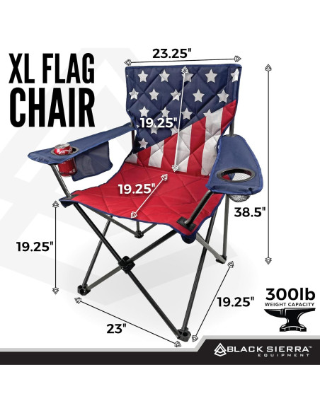 Silla de Camping Plegable Black Sierra Bandera Americana 136 kg Silla de Camping Plegable Black Sierra Bandera Americana 136 kg