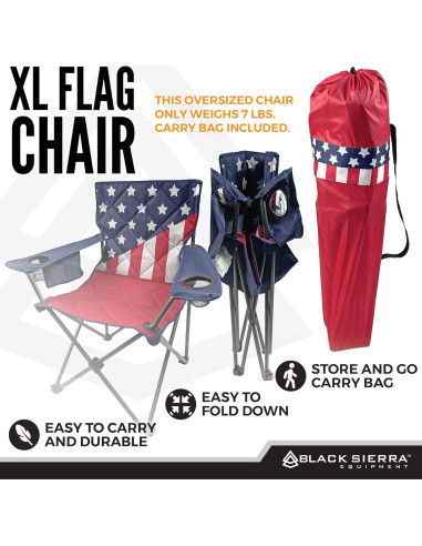 Silla de Camping Plegable Black Sierra Bandera Americana 136 kg